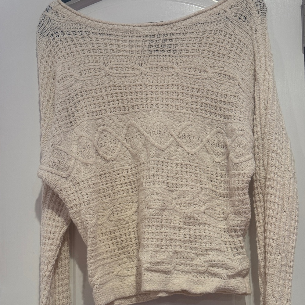 Abercrombie & Fitch Off-the-Shoulder Cream Sweater